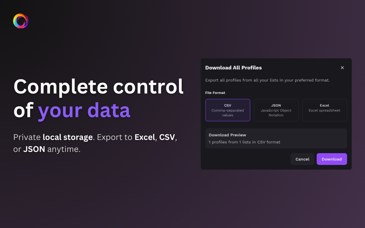 Complete control of your data