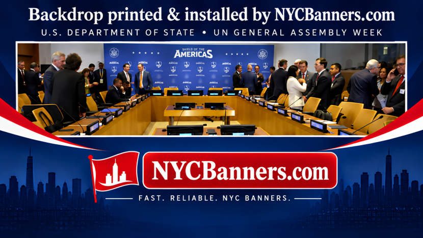 Glare-free fabric display by NYC Banners