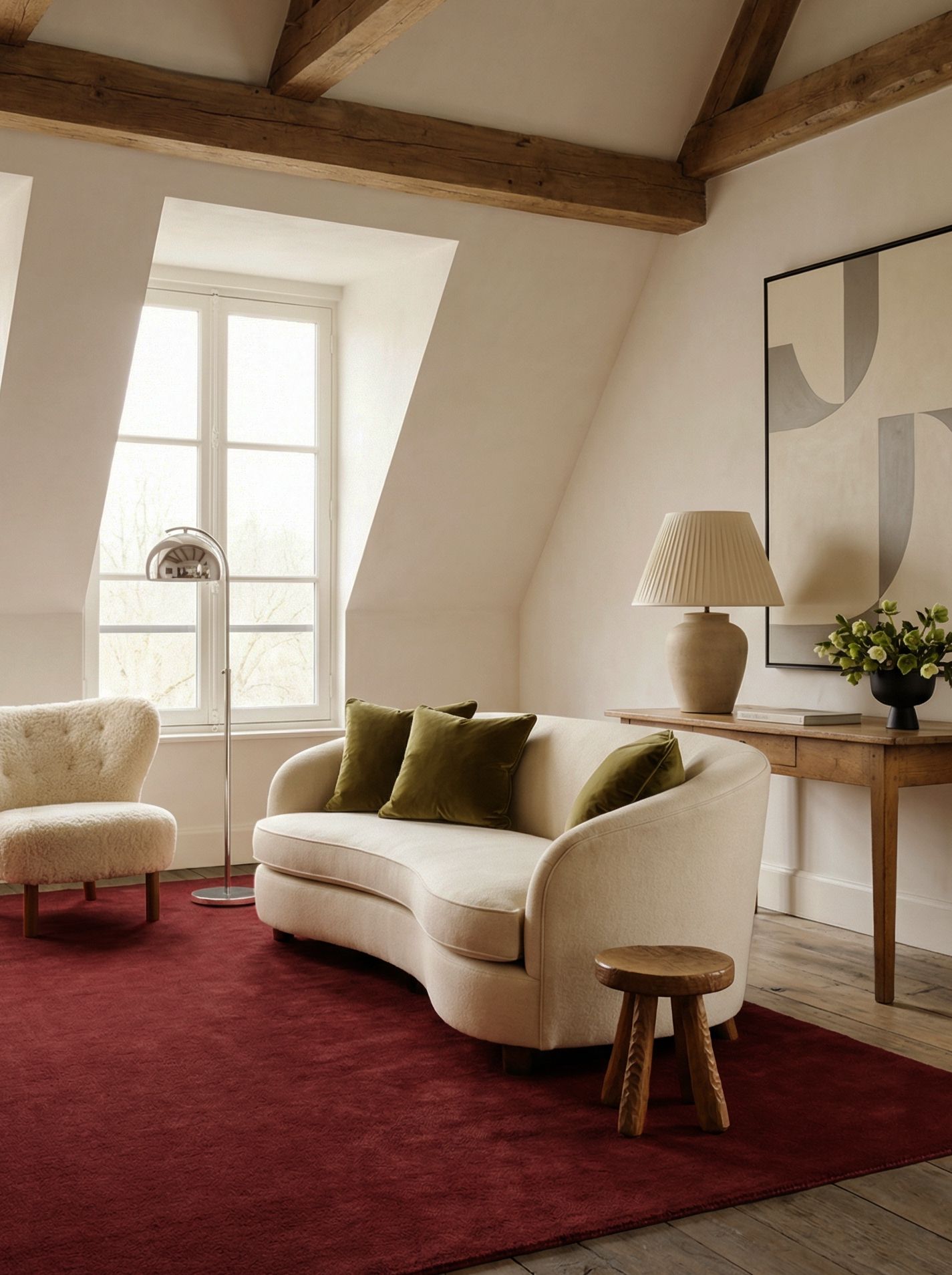 Oxblood Red Solid Rug Living Room Interior